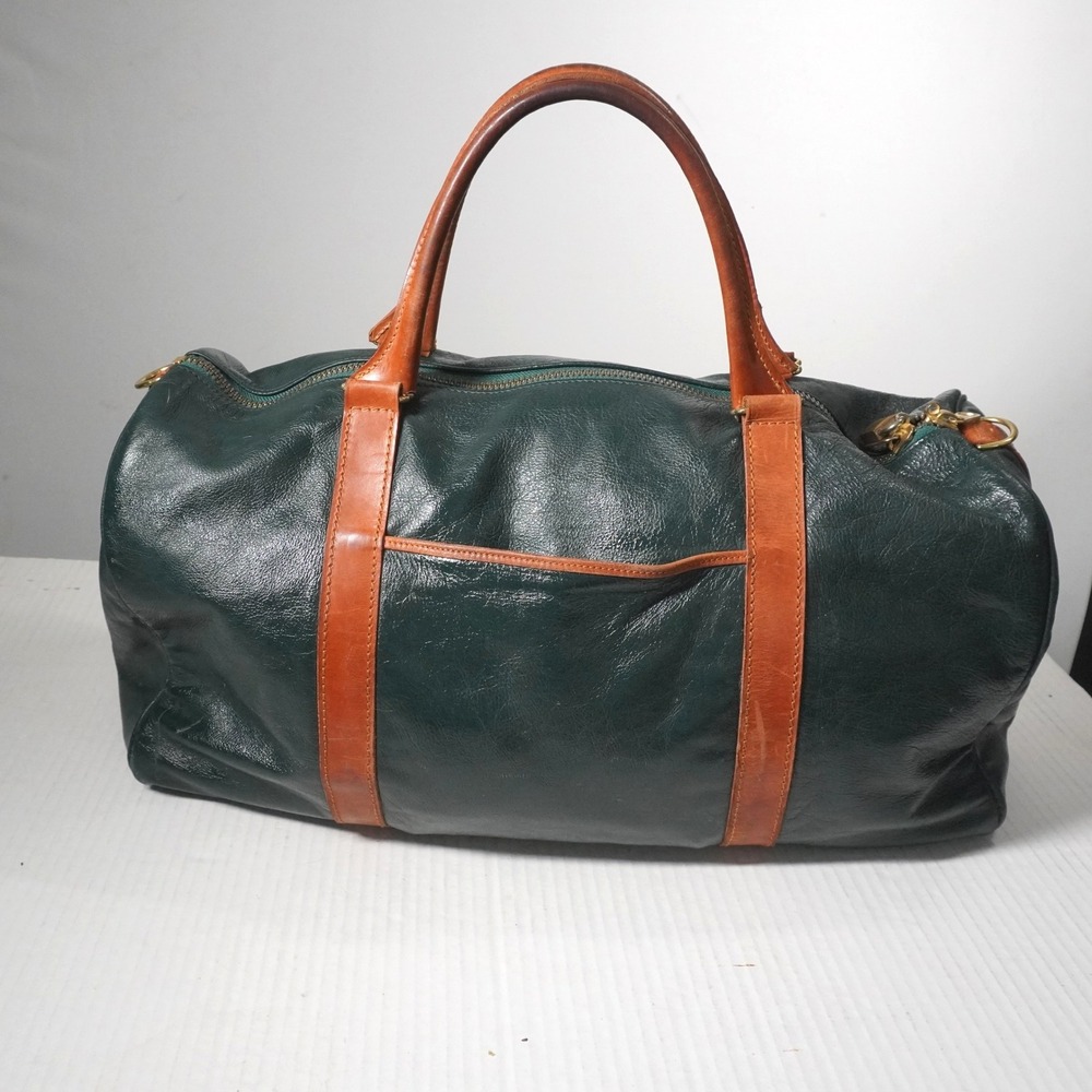 Tanner Krolle Duffle Bag Unisex Large Green Leather Weekender Travel Luggage UK